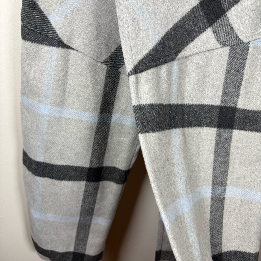 Favlux Long Wool Blend Gray Blue Plaid Cardigan Sweater Vest Size Large - Picture 11 of 14
